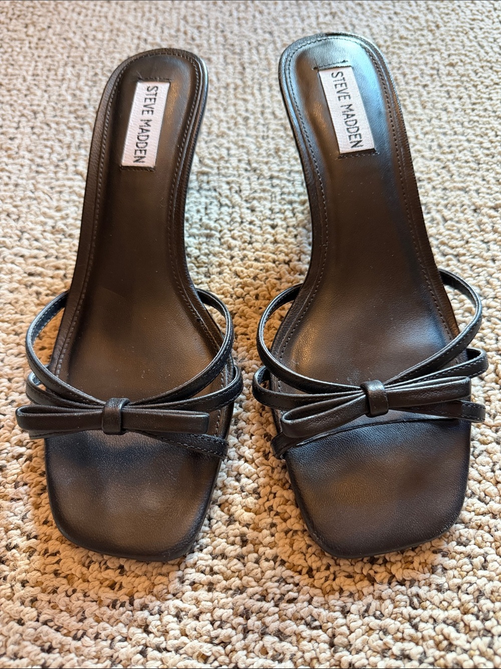 Steve Madden Black Bow Slide Mules